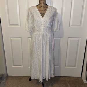 *NWT* a new day cream/white eyelet lace midi dress